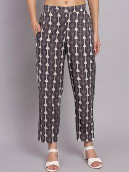 DECKEDUP - Women Grey Cotton Pant