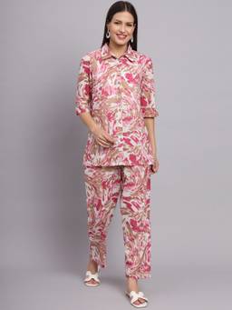 DECKEDUP - Women White Abstract Cotton Co-Ord