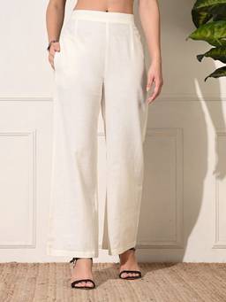 DECKEDUP - Women White Flared Pant
