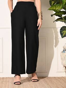 DECKEDUP - Women Black Flared Pant
