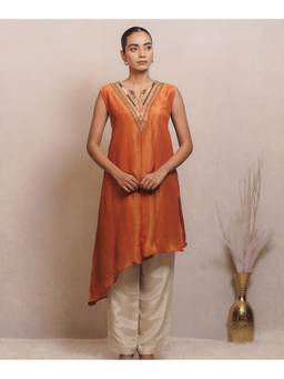 Timaraa - Women Burnt Copper Tissue Co-Ord