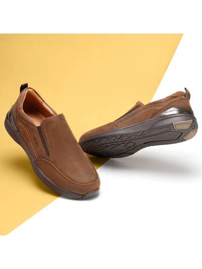 The Impala Brown Men Nubuck Casual Loafers Slip-on