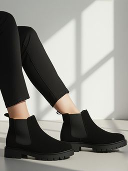 Carlton London - Womens Suede Chelsea Boots with Elastic Side Panel