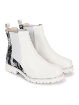 Yoho - Women Digital Printed Chelsea Boots Model 009 - White