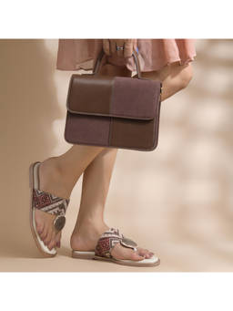 Padchin - Women Cream Toe-Ring Flats
