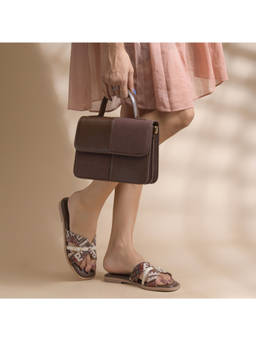 Padchin - Women Brown Ethnic Printed Flats