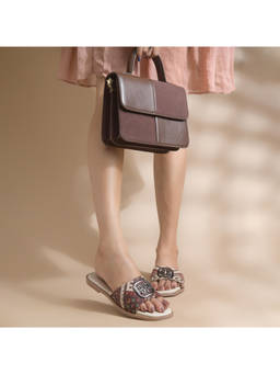Padchin - Women Cream Ethnic Print Flats