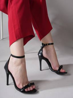 Twenty Dresses by Nykaa Fashion - Black Round Toe Ankle Loop Slim Heels for Women