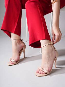 Twenty Dresses by Nykaa Fashion - Beige Round Toe Ankle Loop Slim Heels for Women