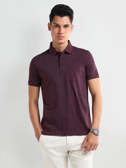 Arrow - Men's Cotton Purple Printed Polo T-Shirt