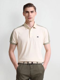 Arrow - Men's Cream Colorblock Polo T-Shirt