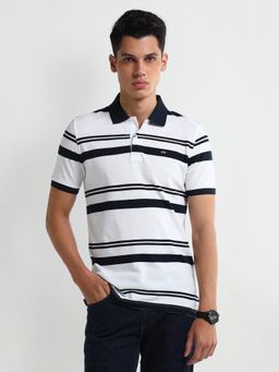 Arrow - Men's White Stripes Polo T-Shirt