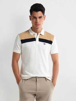 Arrow - Men's Cotton White Colorblock Polo T-Shirt