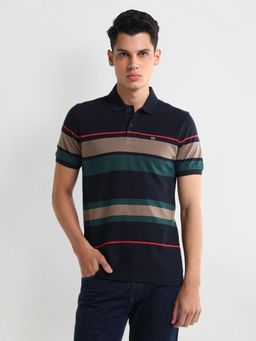 Arrow - Men's Navy Blue Stripes Polo T-Shirt