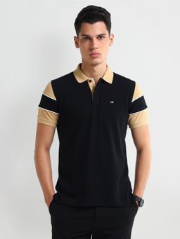 Arrow - Men's Black Colorblock Polo T-Shirt