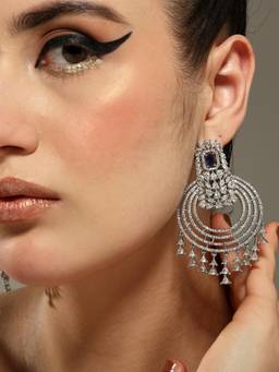 VENI - White 92.5 Silver Plated Oxidized Earrings