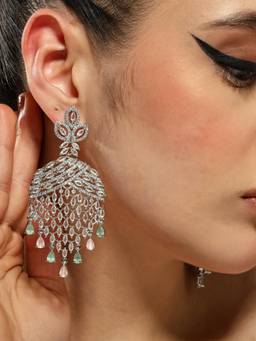VENI - White 92.5 Silver Plated Oxidized Earrings