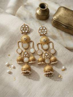 VENI - White Brass Gold-Plated Earrings