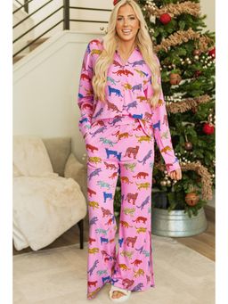 PARTIQ - Pink Cheetah Print Shirt and Pyjama (Set of 2)