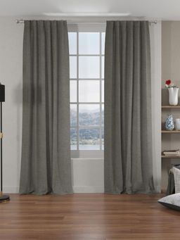 At Home by Nilkamal - Grace Blackout Door Curtains|Set of 2 Panels|Size - 7ft|Grey