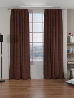 At Home by Nilkamal - Grace Blackout Door Curtains|Set of 2 Panels|Size - 7ft|Brown
