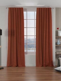 At Home by Nilkamal - Grace Blackout Window Curtains|Set of 2 Panels|Size - 5ft|Rust