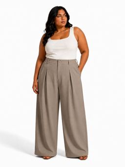 Backup Studio - Beige Korean Pleated Trousers