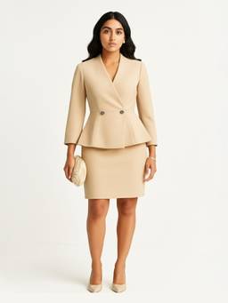 Backup Studio - Beige Harmony Peplum Blazer with Skirt
