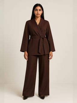 Backup Studio - The Luxe Brown Wrap Blazer with Pant