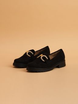 ERIDANI - Jocelyn Embellished Black Loafers