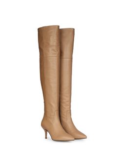 Saint G - Brigitte Beige Stretch Napa Thigh High Casual Boots