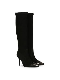 Saint G - Estrella Studded Stretch Suede Stiletto Long Casual Boots