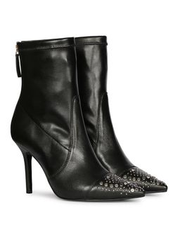 Saint G - Estrella Studded Stretch Napa Leather Stiletto Ankle Casual Boots