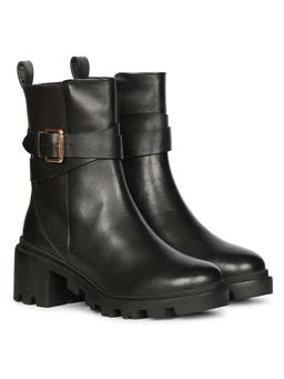 Saint G - Pamina Black Leather Buckle High Ankle Casual Boots