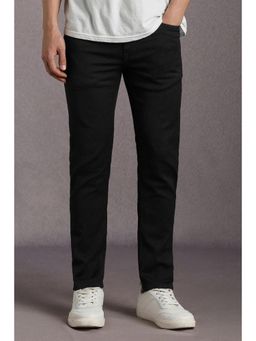 Louis Philippe - Mens Black Dark Wash Regular Fit Jeans