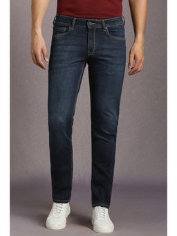 Louis Philippe - Mens Navy Blue Mid Slim Fit Jeans