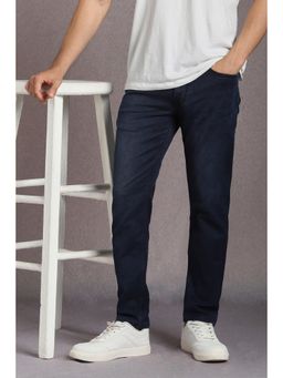 Louis Philippe - Mens Navy Blue Mid Smart Fit Jeans
