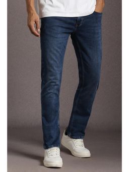 Louis Philippe - Mens Navy Blue Mid Slim Fit Jeans