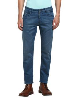 Turtle - Mens Cotton Stretch Solid Narrow Fit Flat Front Blue Jeans