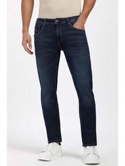 Peter England - Mens Navy Blue Mid Wash Jeans