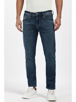 Peter England - Mens Navy Blue Mid Wash Jeans