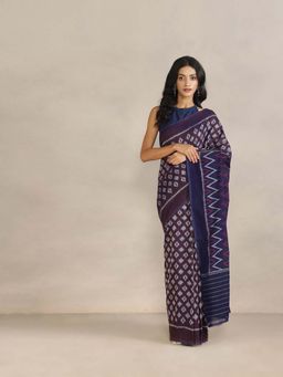 Fabindia - Purple Cotton Ikat Saree without Blouse