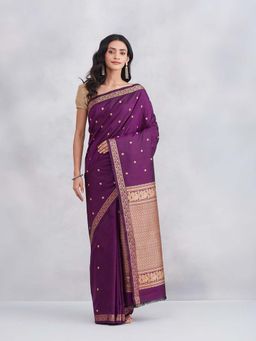 Fabindia - Purple Silk Saree without Blouse