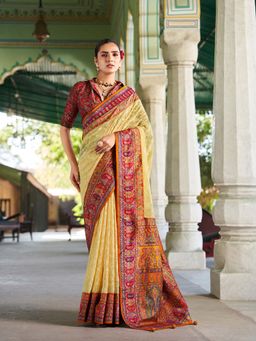 Elora - Ivory Lucknowi Chikankari Work Fusion Pashmina Saree with Unstitched Blouse