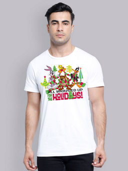 Free Authority - Looney Tunes Printed White T-Shirt for Men