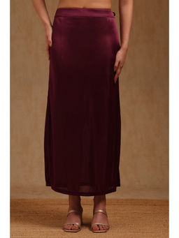 Soch - Womens Wine Spandex Solid Saree Shapewear