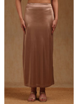 Soch - Womens Earth Brown Spandex Solid Saree Shapewear