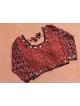Sundarii - Ajrakh Hand Block Kutch Mirror Work Stitched Blouse