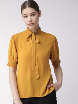 Twenty Dresses by Nykaa Fashion - Mustard Tie Me Up Top