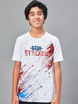 Technosport - Boys White Printed T-shirt